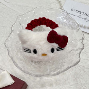 2026 Hot Sale [ Shipped from China ] Cute plush toy Cat hair clip Angora red bow hair tie bangs clip cartoon BB Hair clip for women B3