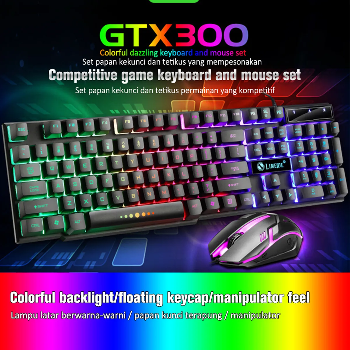 Gaming Mouse Keyboard Set Gaming keyboard and mouse GTX3000 Set USB Gaming Keyboard Colorful backlight