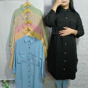 Tunik Katun LInen Wanita Dewasa model Elegan