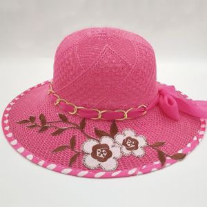 CLARO Flower Printed Womens Sun Hat Wide Brim UV Protection Straw Hat Fashion Breathable Fishermans Hat Summer Outdoor