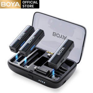 BOYA BOYALINK 2.4Ghz Dual Wireless Lavalier Microphone for Android iPhone iPad Camera DSLR with Adapter Included Noise Reduction Lapel Mic for Video Recording Vlog Interview Live Streaming100m