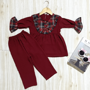 Setelan Anak PerempuanTerbaru OneSet Baju Anak Crinkle Airflow Usia 6 Bulan- 6Tahun