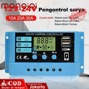 【Ready COD】Baru Solar Charge Controller LCD LED Display Solar PWM 12V/24V 10A 20A 30A 50A 60A USB Panel Surya Charge/controller solar panel/controller panel surya/solar controller/controller solar panel 50a 60A
