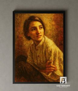 Tranh Nghệ thuật "Cô Gái Lãng Mạn" VIETSMART ART - Sơn dầu 60 x 90cm