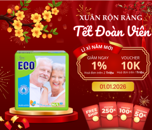 Combo 10 gói Tã bỉm dán người già và phụ nữ sau sinh chất lượng siêu thấm siêu tiết kiệm Eco Size M/L100(vòng eo 62-122cm)