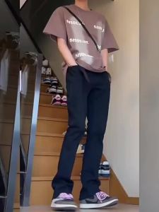 Quảng Đông M♢Esea Quần Yếm Jean Dài Thời Trang Xuân Thu Thiết Kế Mới Phong Cách Mỹ Cho Nam Và Nữ3/23