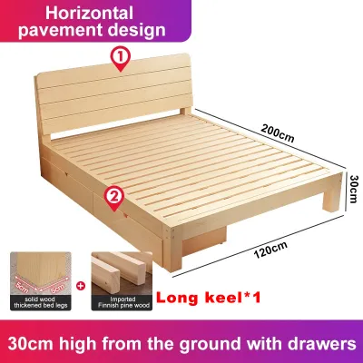 Ditto Wooden Bed With Drawers Bed Frame Nordic Bed Frame Double Queen King Size Bed for Family Furniture