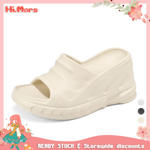 Hi.Mars Designer Style 9 Cm Comfy Rubber Heels Lightweight Slip-on Casual Wedge Sandals for Women Slipper