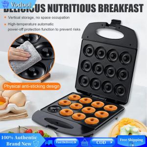 [Vodool Brand Center]12-Hole Mini Donut Waffle Cake Maker Double Side Heating Breakfast Maker for Kid-Friendly Breakfast/Snacks/Desserts