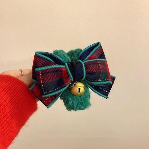 HUIHEYU Sweet Vintage Plush Hair Clip Bow Bell Shark Clip Korean Ponytail Holder Autumn Hairgrip Women Hair Claws