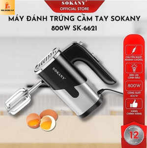 Máy đánh trứng cầm tay SOKANY 800W có 5 tốc độ điều chỉnh chuyên dụng