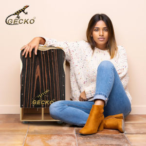 GECKO Cajon BOX Drum-Wooden Percussion Box with Internal Adjustable Guitar StringsCD01E
