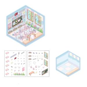 Interactively DIY Flower House Sticker Set For Kids Safe PET Material Craft Project With Scene Piling Creativity