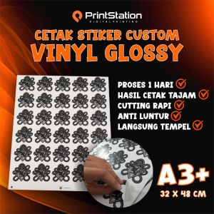 CETAK STICKER STIKER SETIKER VINYL GLOSSY DESIGN CUSTOM UKURAN A3