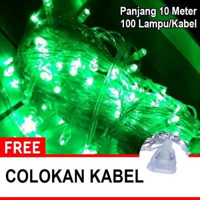 Lampu Tumblr Hias LED 10 Meter Hijau + Free Colokan Sambungan Kabel