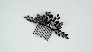 Boho Black Hair Comb for Women Special Occasion Halloween Party Handmade Hair Accessories (Black)