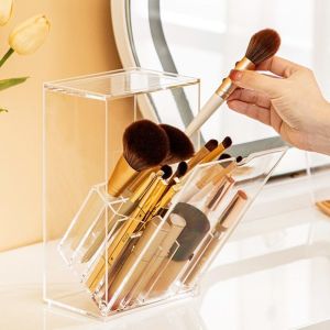 IUYJN Large Capacity Cosmetic Brush Storage Box with Lid Clear Lipstick Case Lipstick Holder Thickened Makeup Brush Holder Dressing Table