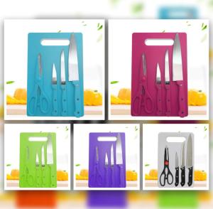 Pisau Set Dapur dan Telenan 5in1 Bahan Stainless Steel Tahan karat