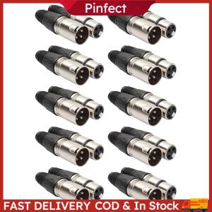 20pcs 3 Pin Cannon XLR Connector Zinc Alloy 10 Male 10 Female Audio Microphone Connector XLR Adapter for Power Amplifier