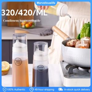 420/320ml Plastic Condiment Squeeze Bottle Leak-Proof Food-Grade Olive Oil Jar With Lid Reusable Oil Dispenser Kitchen Gadgets