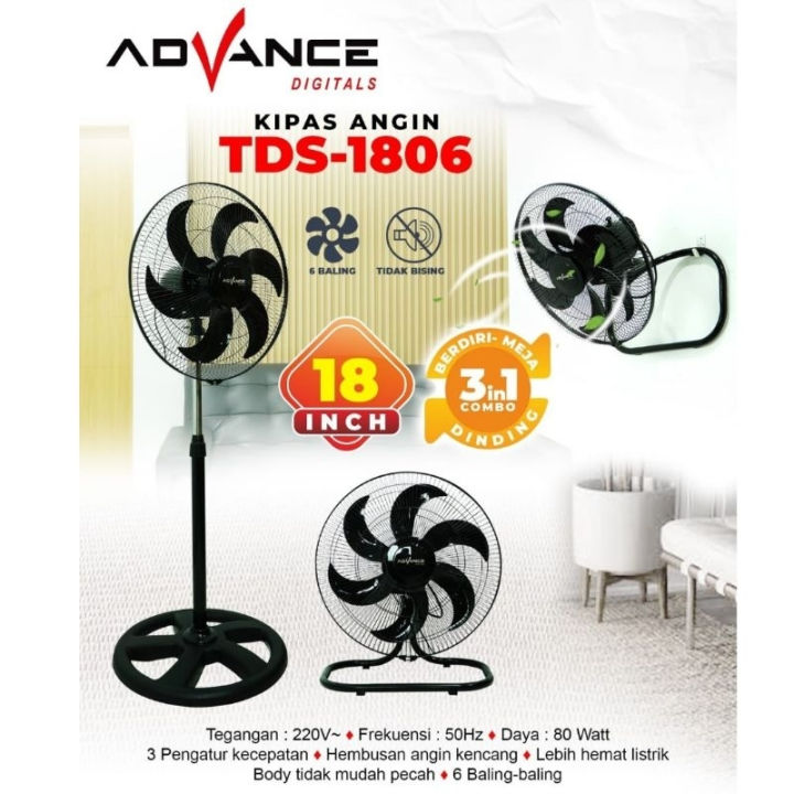 Advance Kipas Angin TDS-1806 / TDS1806 Kipas Angin Standing 3IN1 ukuran 18 inch