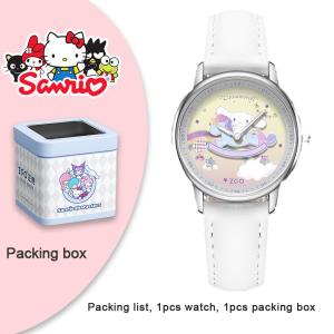 (With Box/36.3mm)100% Authentic Sanrio Cinnamoroll Watch for Kids Girls Quartz Watch Waterproof Soft Leather Strap Shockproof Birthday Gift 2189