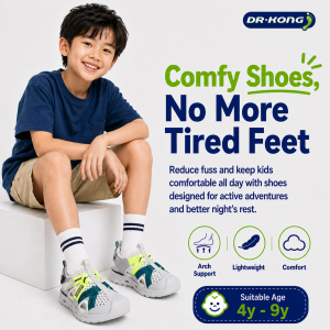 Dr Kong Kids Shoes I Arch Support Flat Foot Correction I All Day Comfort Neon Green Line (DK-1S10B2006BM)