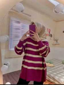 MAUDY SWEATER KNIT RAJUT STRIPE KOREA STYLE PREMIUM SIZE JUMBO - BAJU ATASAN WANITA DEWASA