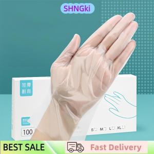 SHNGki 50 100pcs Latex Free Gloves TPE Disposable Gloves Transparent Non-Slip Acid Work Safety Food Grade Household Cleaning Gloves