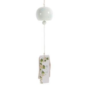 Wind Chimes Ceramic Japanese Style Bell Indoor 43X6CM Car Pendant Window Blue Decor
