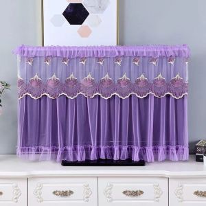 Tv Dust Cover 32 Inch Lace Embroidery Protector Universal Curved Wall Mounted Table Floral
