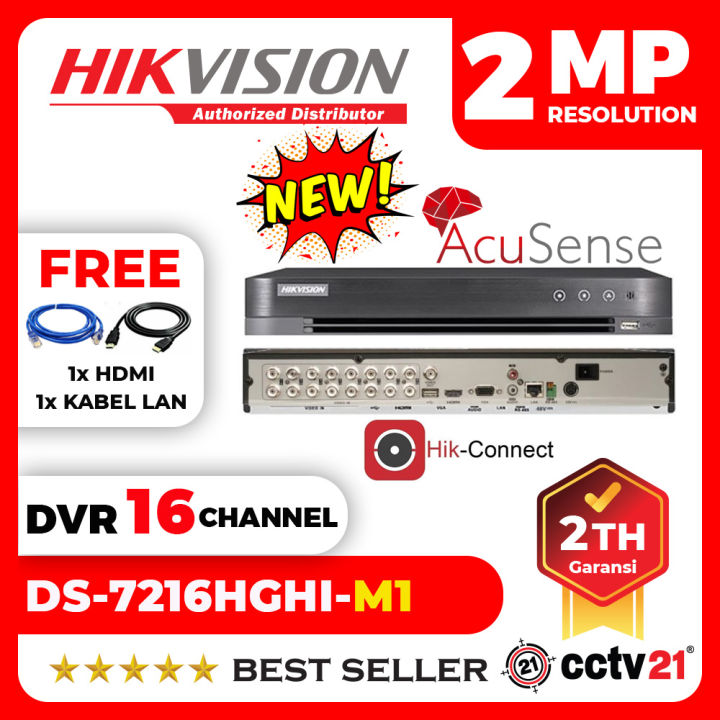 DVR 16Ch 16 Channel Hikvision Full HD 1080p 20MP DS-7216 HGHI-M1+Gratis  HDMI+LAN