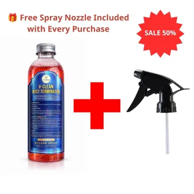 500ML V-CLEAN RustTerminator All-Purpose Metal Rust Remover Spray - For Motorcycles & General Metal Restoration