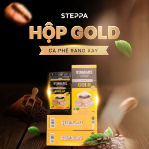 Hộp cà phê GOLD rang mộc nguyên chất dùng làm quà tặng. Hộp 500g