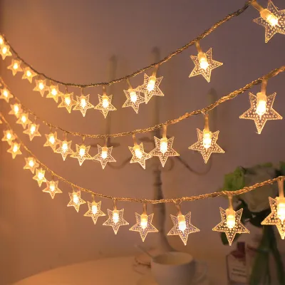 Solar light string outdoor camping tent christmas atmosphere decoration star lights with led new year lights night lights