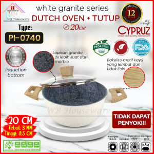 CYPRUZ panci casserole 20cm & 24cm + tutup kaca white granite series anti lengket / panci rebus masak / stock pot pan type PI