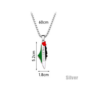 Palestine Map Pendant Keychain Stainless Steel Palestine Flag Map Key Ring Jewelry Vintage Jewelry