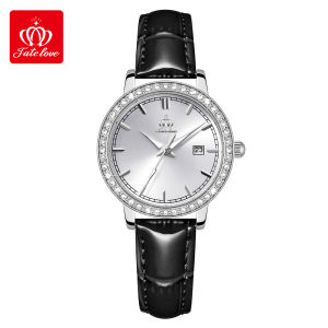 OLEVS Womens Watch 100% Authentic Waterproof Quartz Watch Calendar Diamond Dial Leather Strap Elegant Luminous Womens Watch