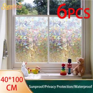 6PCS 40x100cm 3D Window Sticker FilmPVC self-adhesive Frosted Glass Sticker for Window Privacy 3D Decorative electrostatic film Removable Window Glass Sticker Frosted Static Cling Privacy Sticker UV Protection Window Films decor for Home office bathroom