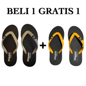 Filpper Sandal Jepit Japit Pria Cowok Laki Laki Cewek Wanita Casual Beli 1 Gratis 1