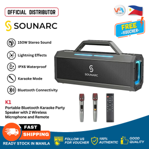 Sounarc by Tronsmart K2 Portable Bluetooth Karaoke Party Speaker with 2 Wireless Microphones IPX6 Waterproof 10m Transmission 24000mAh battery Built-in Powerbank stereo sound for Motorcycle Indoor and Outdoor Party Event bluetooth speaker Karaoke VMI