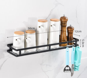[KBHOME] {READY STOCK}(BLACK}(MULTI PURPOSE}Knife Holder for Wall Knife Rack for Kitchen Knife Storage and Organization Bathroom Stainless Steel Shelf Shower Shelf Shampoo Shower Holder with Rail Wall Mounted Shower TEMPAT SUDU SIMPANGAN PISAU