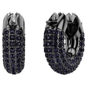 SWAROVSKI Luxury Fashion (New)Dextera black small size pavé white diamond large hoop earrings S925 sterling silver womens fashion earrings