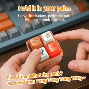 Italian Brainrot 4-Key Keyboard Fidget Toy Tungtungtung Sahur Sound and Light Toys Keychain Kids Gift