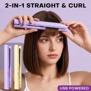 MAOMEI Cấp nguồn qua USB Dụng cụ làm tóc 2 trong 1: duỗi và uốn Máy uốn tóc mini An toàn Kẹp uốn tóc điện tạo độ phồng Nhẹ Tạo độ phồng và làm mịn Kẹp Tóc Tạo Độ Phồng Sử dụng tại nhà và khi đi du lịch