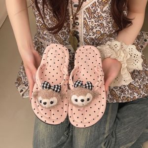 [Free Shipping] Korean-Style Polka Dot Summer Flip-Flops Fashionable And Casual Non-Slip Indoor Flat-Soled Comfortable For Outdoor Wear Beach Sandals