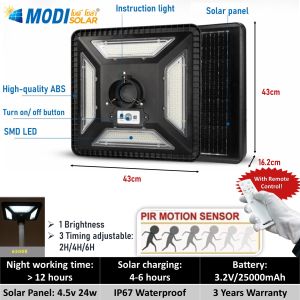 MODI Solar Street Lamp LED Outdoor Jalan Lampu 300W 3 Light Motion Sensor Remote Control IP65 Waterproof Square Garden Decoration Lamp Super Big