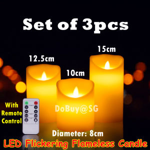 🔥SG LOCAL STOCK🔥Remote Control 3D LED Flickering Flameless Candles | Battery-Operated | Wedding Anniversary Birthday Proposal Party Festival Christmas Halloween | 8*10cm | 8*12.5cm | 8*15cm