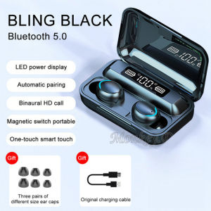 หูฟังบลูทูธ ชุดหูฟังสเตอริโอไร้สาย TWS 5.0 ใหม่ LED สามจอแสดงผลพลังที่แท้จริงพลังงานได้อย่างรวดเร็ว การควบคุมแบบสัมผัสด้วยลายนิ้วมืออัจฉริยะ Binaural แยกการออกแบบฟรีสลับระหว่างเดี่ยวและคู่ กันน้ำและเห