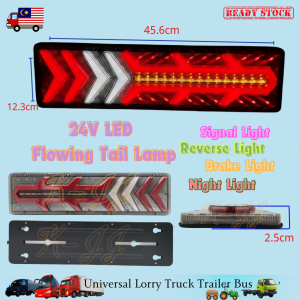 24V LED Lampu Isyarat Beralir Tapak Besi Lampu Belakang/Brek/Isyarat/Undur Lori Treler Trak Bas 1 Set